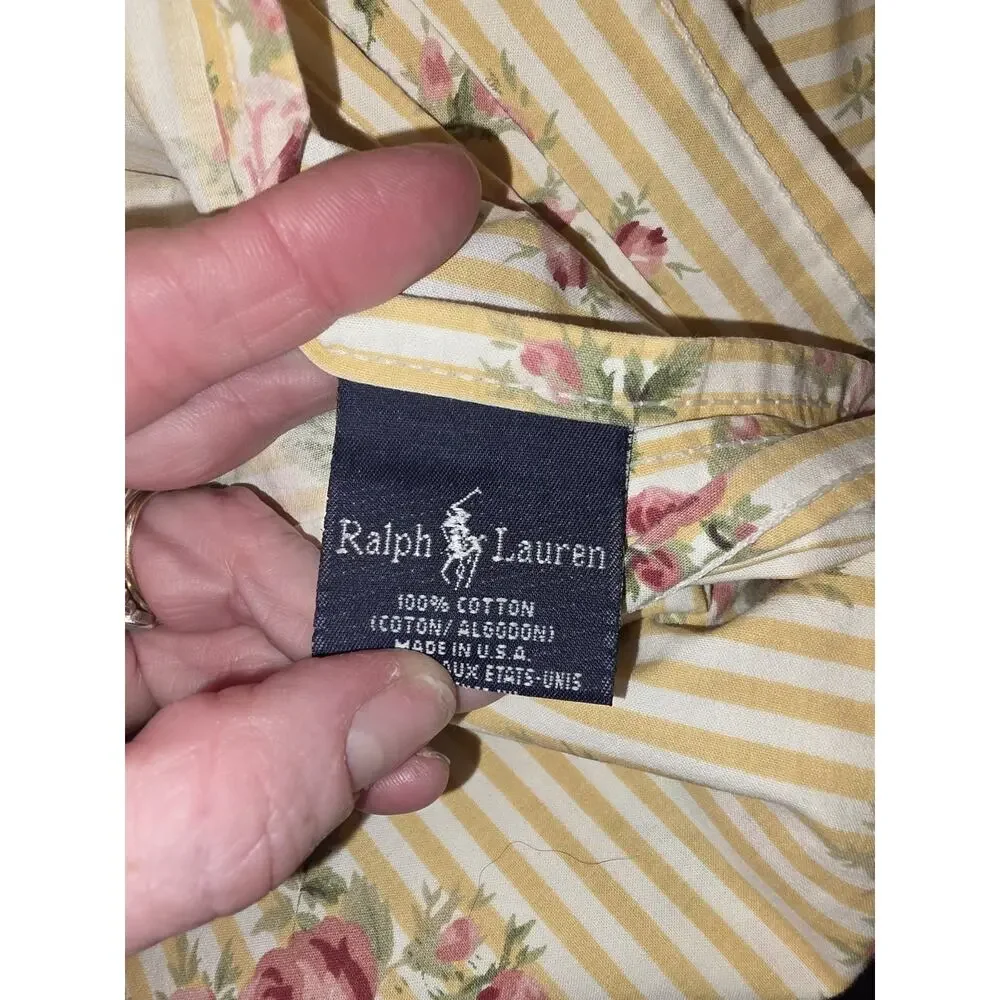 Vtg Ralph Lauren Sophie Brooke Stripped Full Flat & Fitted Sheet 2 Pillow Cases